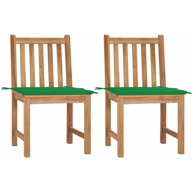 

Sillas de jardin 2 unidades madera maciza de teca con cojines