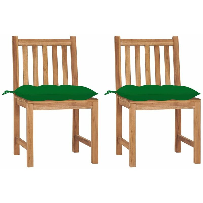 

Sillas de jardin 2 unidades madera maciza de teca con cojines