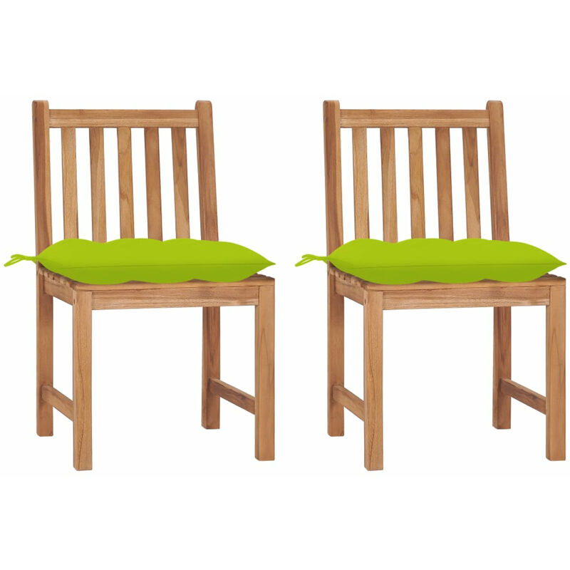 

Sillas de jardin 2 unidades madera maciza de teca con cojines