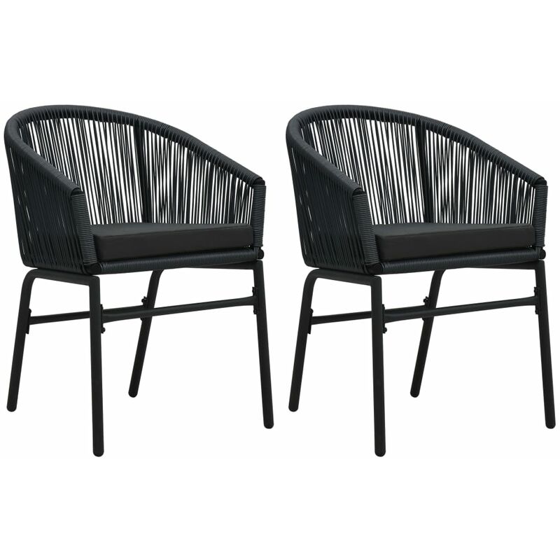 

vidaXL Sillas de jardín 2 unidades ratán de PVC negro - Negro