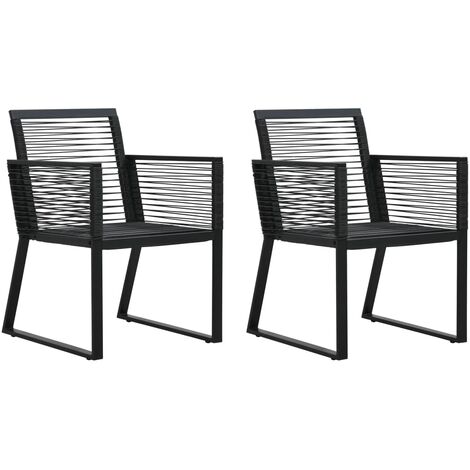 Sillas de jardín 2 unidades ratán de PVC negro vidaXL
