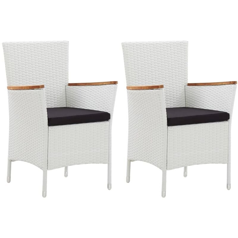 

vidaXL Sillas de jardín 2 unidades ratán sintético blanco - Blanco