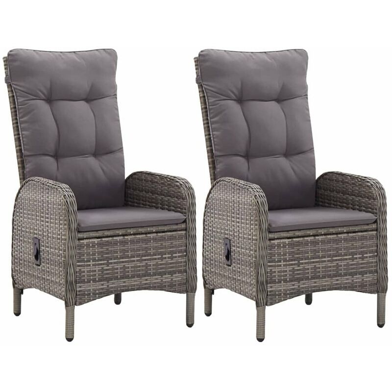 

Happyshopping - Sillas de jardin 2 unidades ratan sintetico gris