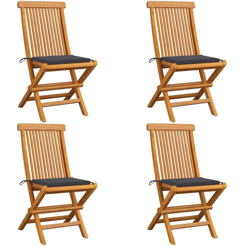 

Sillas de jardin 4 uds con cojines antracita madera de teca