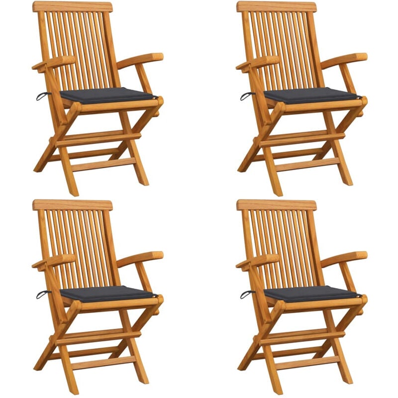 

Sillas de jardin 4 uds con cojines antracita madera de teca