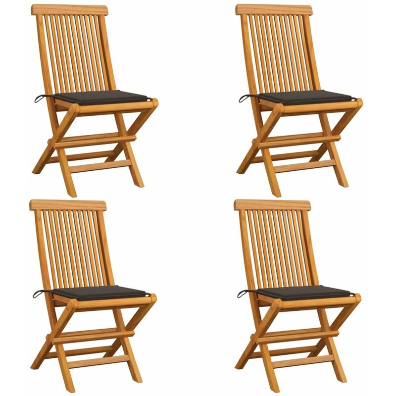 

Sillas de jardin 4 uds con cojines gris taupe madera de teca