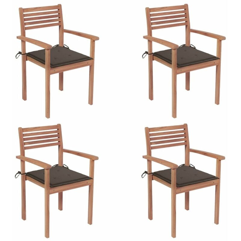 

Sillas de jardin 4 uds madera de teca con cojines gris taupe