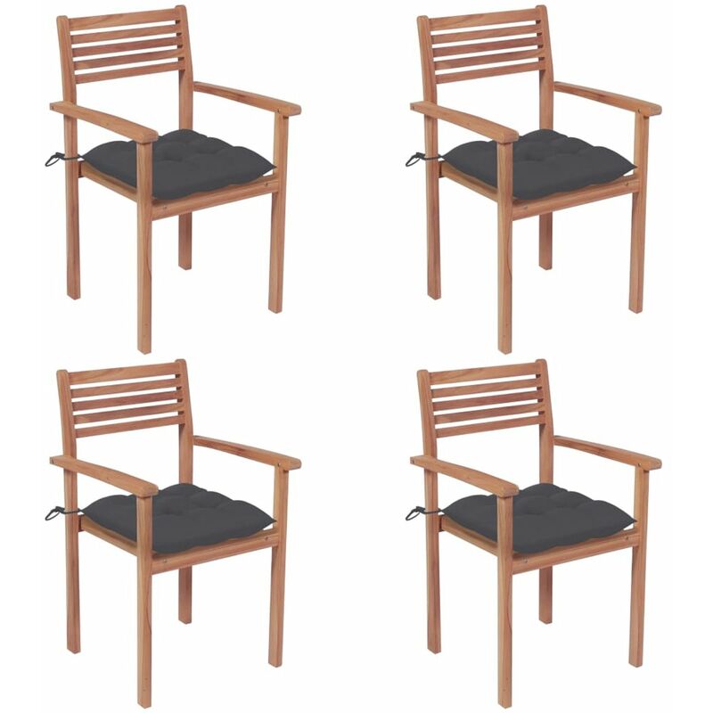 

Happyshopping - Sillas de jardin 4 uds madera de teca y cojines gris antracita