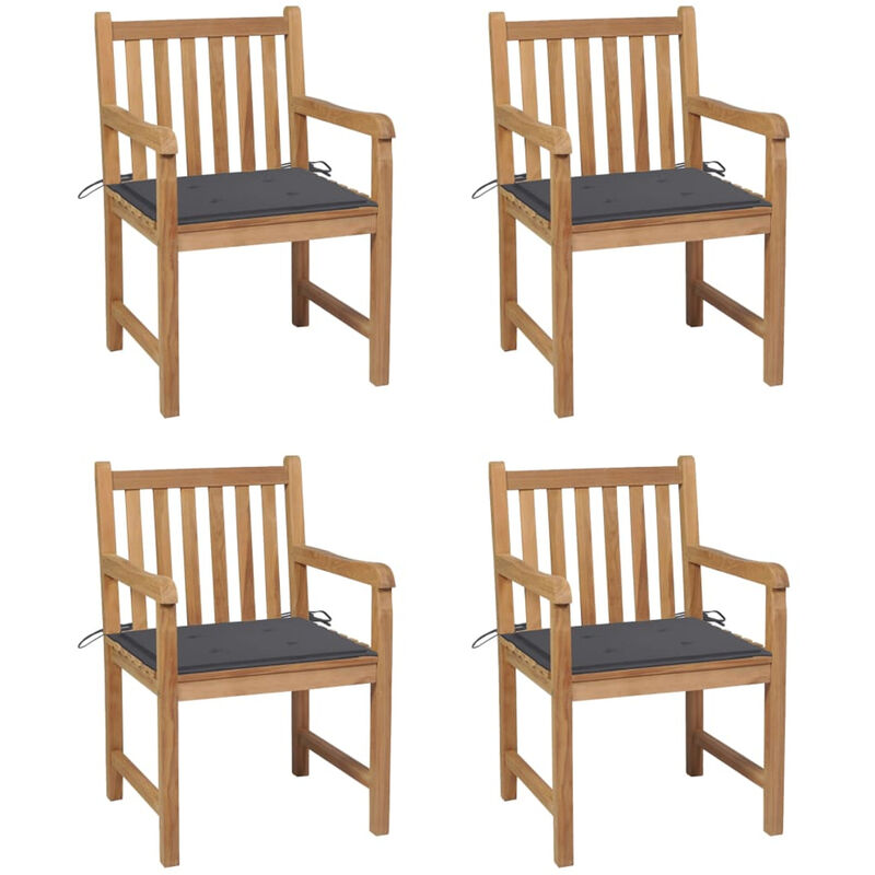 

Sillas de jardin 4 uds madera de teca y cojines gris antracita