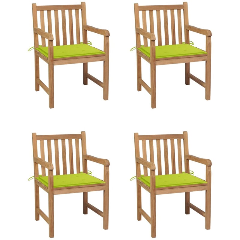 

Sillas de jardin 4 uds madera de teca y cojines verde brillante