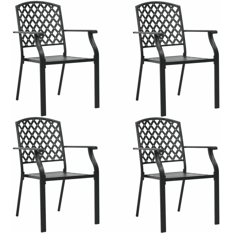 

Sillas de jardín 4 unidades diseño de malla acero negro