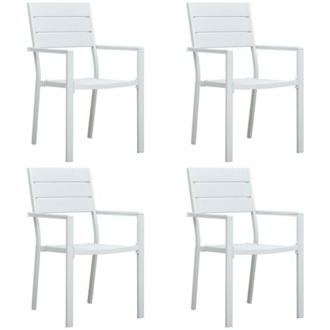 Sillas de jardín 4 unidades HDPE aspecto de madera blanco vidaXL