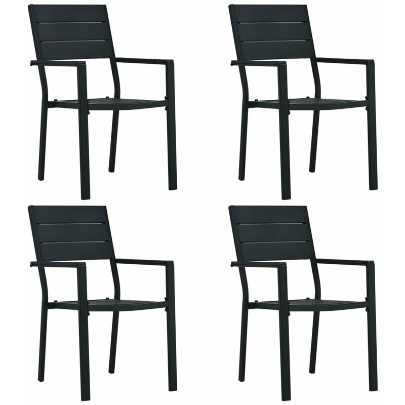 

Sillas de jardin 4 unidades HDPE aspecto de madera negro