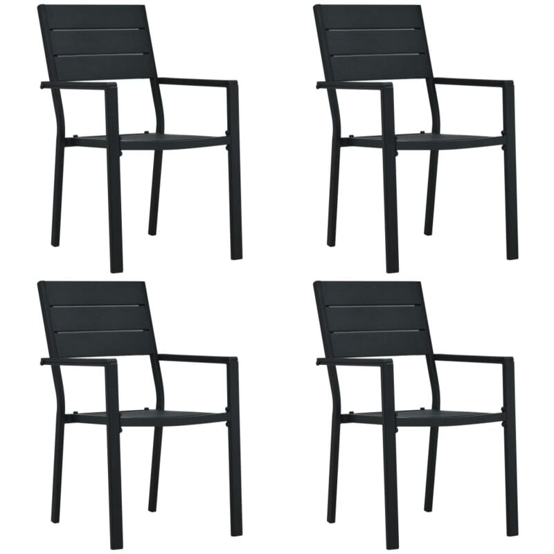 

vidaXL Sillas de jardín 4 unidades HDPE aspecto de madera negro - Negro