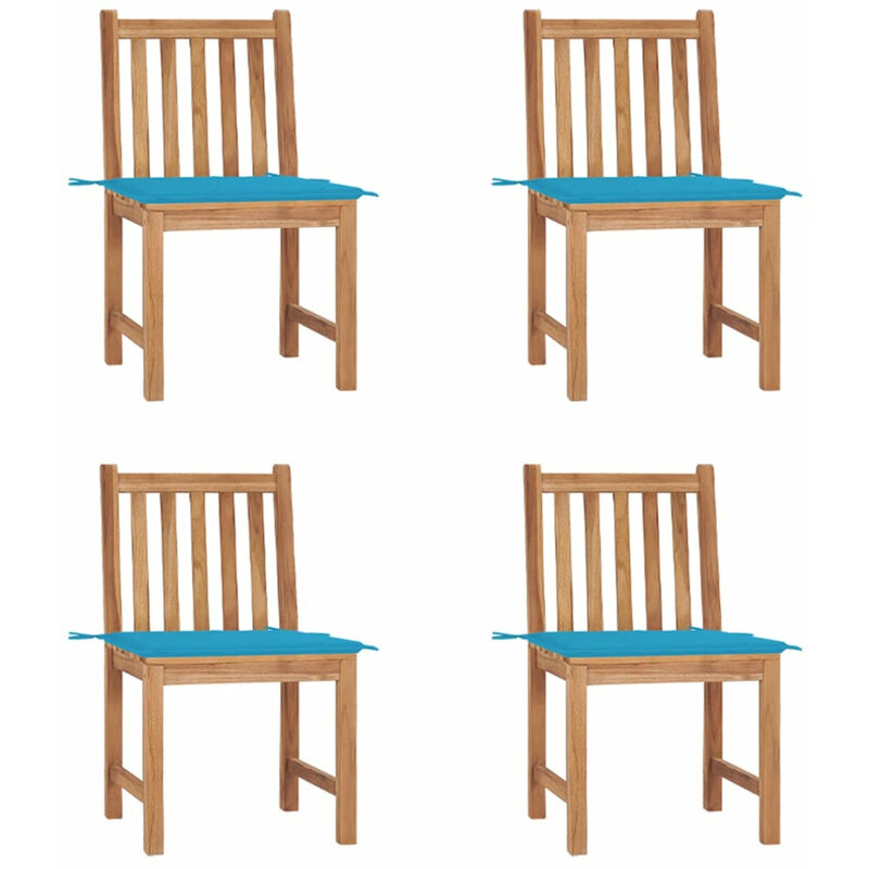 

Sillas de jardin 4 unidades madera maciza de teca con cojines