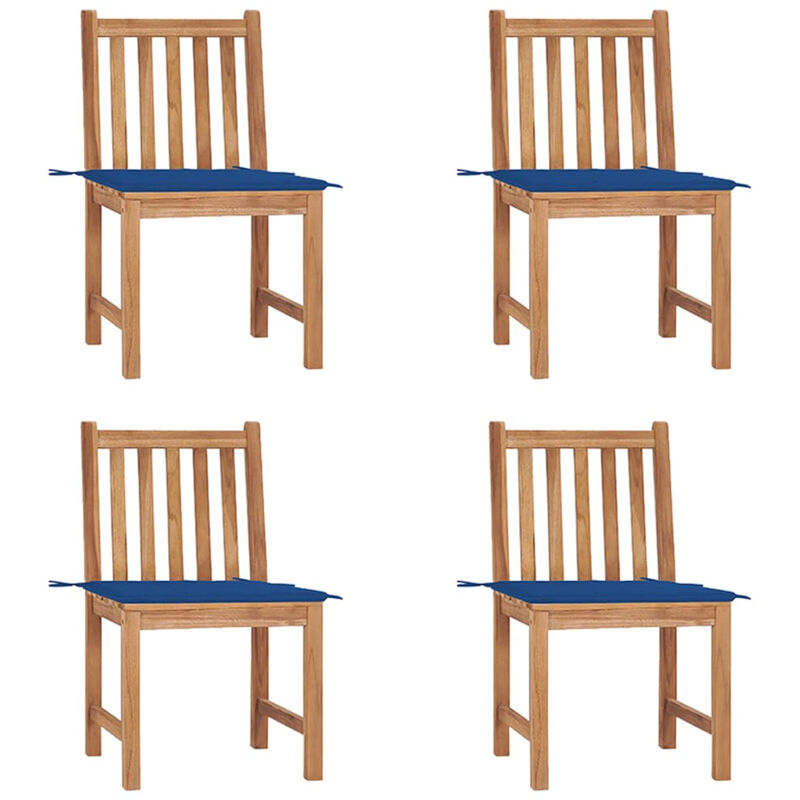 

Sillas de jardin 4 unidades madera maciza de teca con cojines