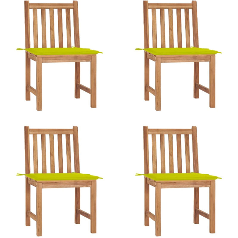 

Sillas de jardin 4 unidades madera maciza de teca con cojines