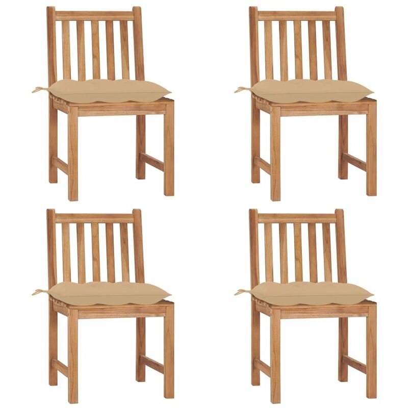 

Sillas de jardin 4 unidades madera maciza de teca con cojines
