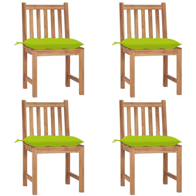 

Sillas de jardin 4 unidades madera maciza de teca con cojines