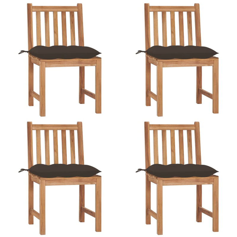 

Sillas de jardin 4 unidades madera maciza de teca con cojines