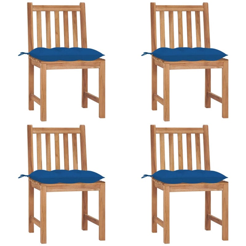 

Sillas de jardin 4 unidades madera maciza de teca con cojines
