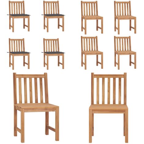 Sillas de jardín 4 unidades madera maciza de teca con cojines - Sillas de exterior - Madera de teca