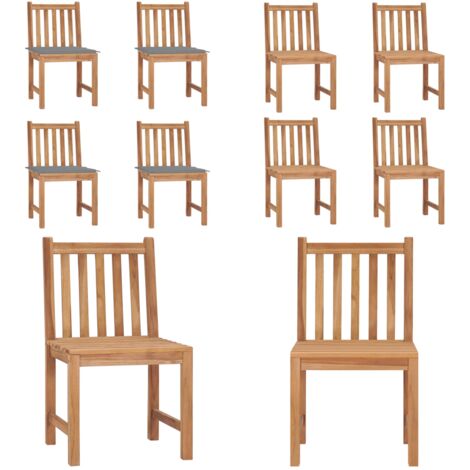 Sillas de jardín 4 unidades madera maciza de teca con cojines - Sillas de exterior - Madera de teca