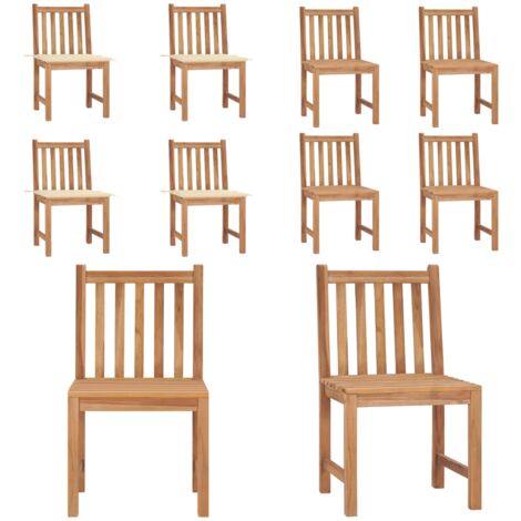 Sillas de jardín 4 unidades madera maciza de teca con cojines - Sillas de exterior - Madera de teca