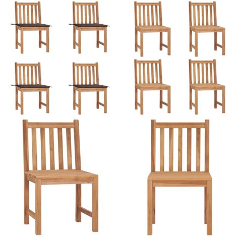 Sillas de jardín 4 unidades madera maciza de teca con cojines - Sillas de exterior - Madera de teca