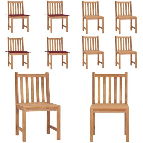 Sillas de jardín 4 unidades madera maciza de teca con cojines - Sillas de exterior - Madera de teca