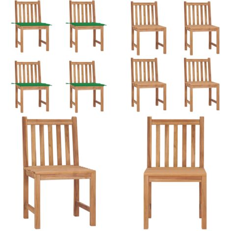 Sillas de jardín 4 unidades madera maciza de teca con cojines - Sillas de exterior - Madera de teca