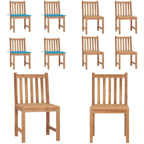 Sillas de jardín 4 unidades madera maciza de teca con cojines - Sillas de exterior - Madera de teca