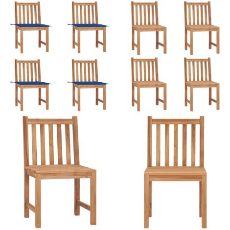 Sillas de jardín 4 unidades madera maciza de teca con cojines - Sillas de exterior - Madera de teca