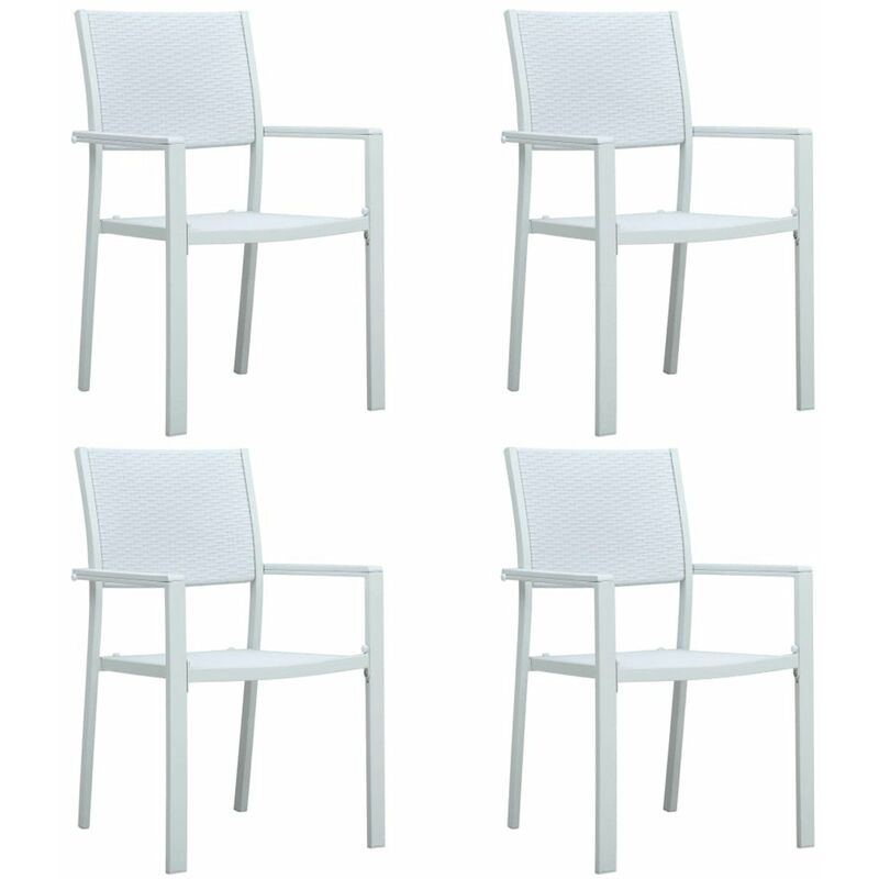 

Happyshopping - Sillas de jardin 4 unidades plastico con aspecto ratan blanco