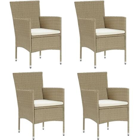Sillas de jardín 4 unidades ratán sintético beige vidaXL