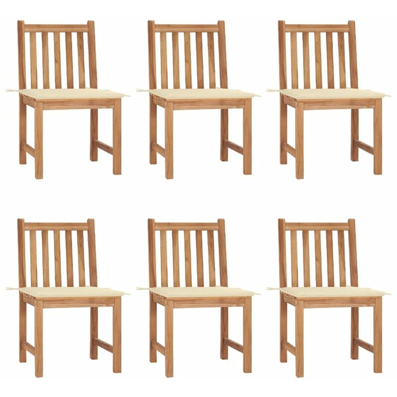 

Sillas de jardin 6 unidades con cojines madera maciza de teca