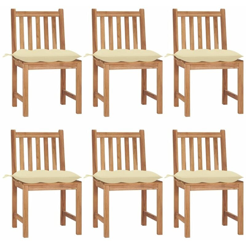 

Sillas de jardin 6 unidades madera maciza de teca con cojines