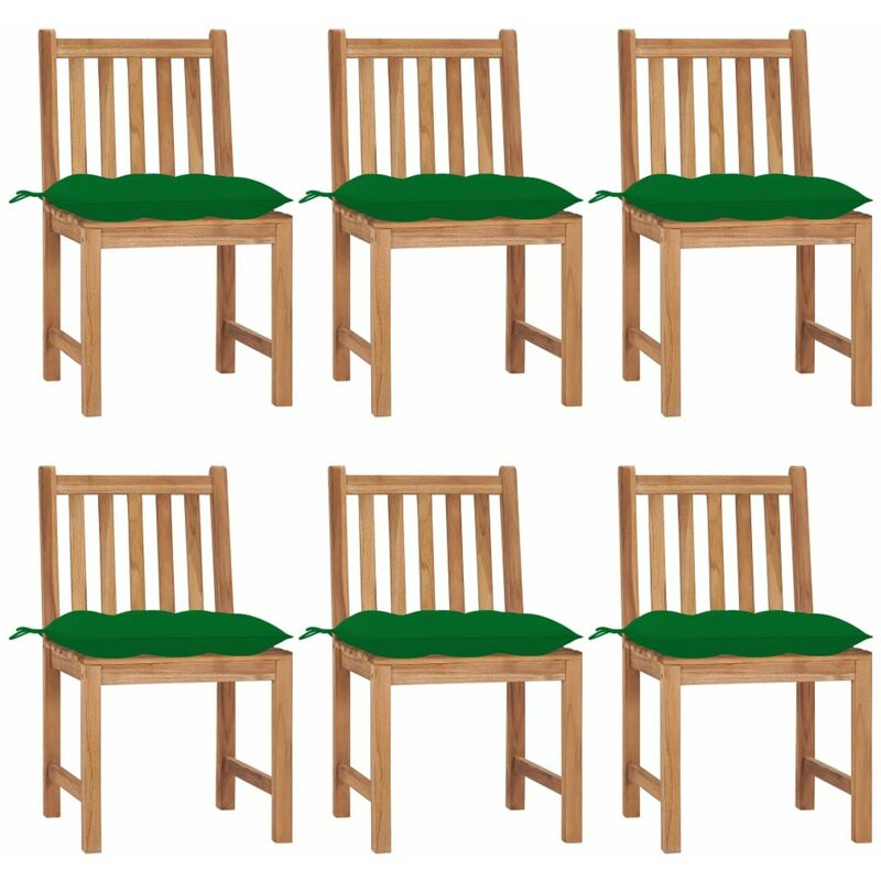 

Sillas de jardin 6 unidades madera maciza de teca con cojines