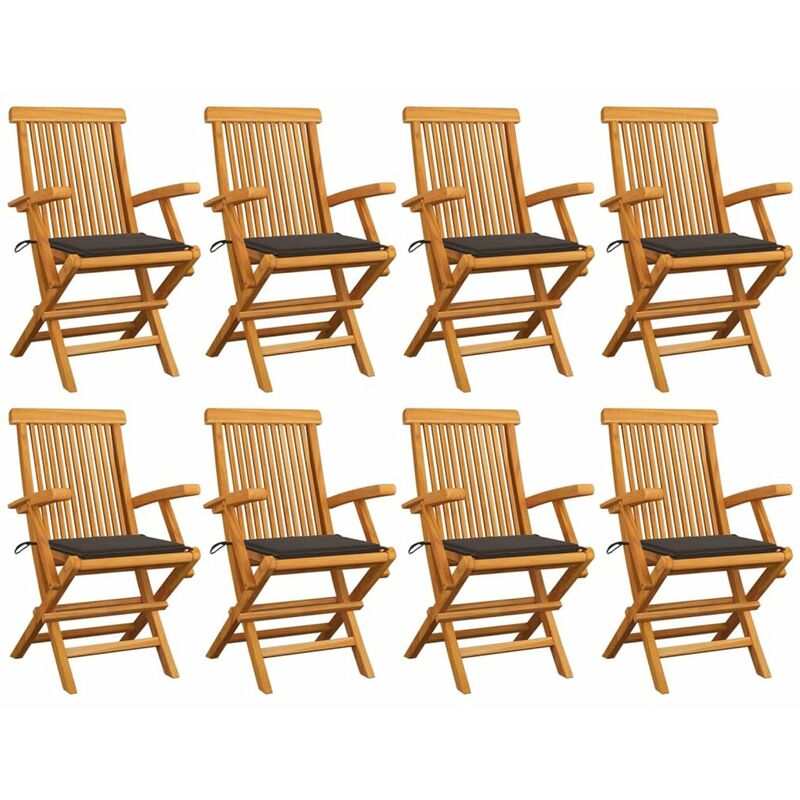 

Sillas de jardin 8 uds madera de teca con cojines gris taupe