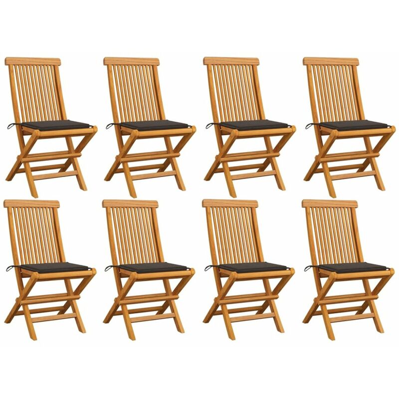 

Sillas de jardin 8 uds madera de teca con cojines gris taupe