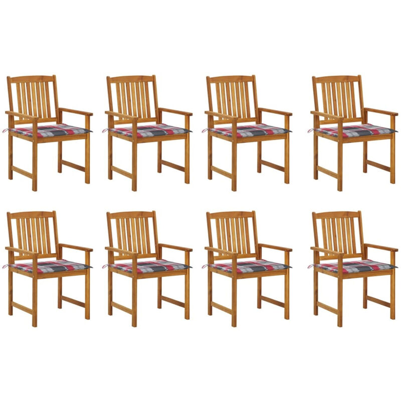 

Happyshopping - Sillas de jardin 8 uds madera maciza de acacia con cojines