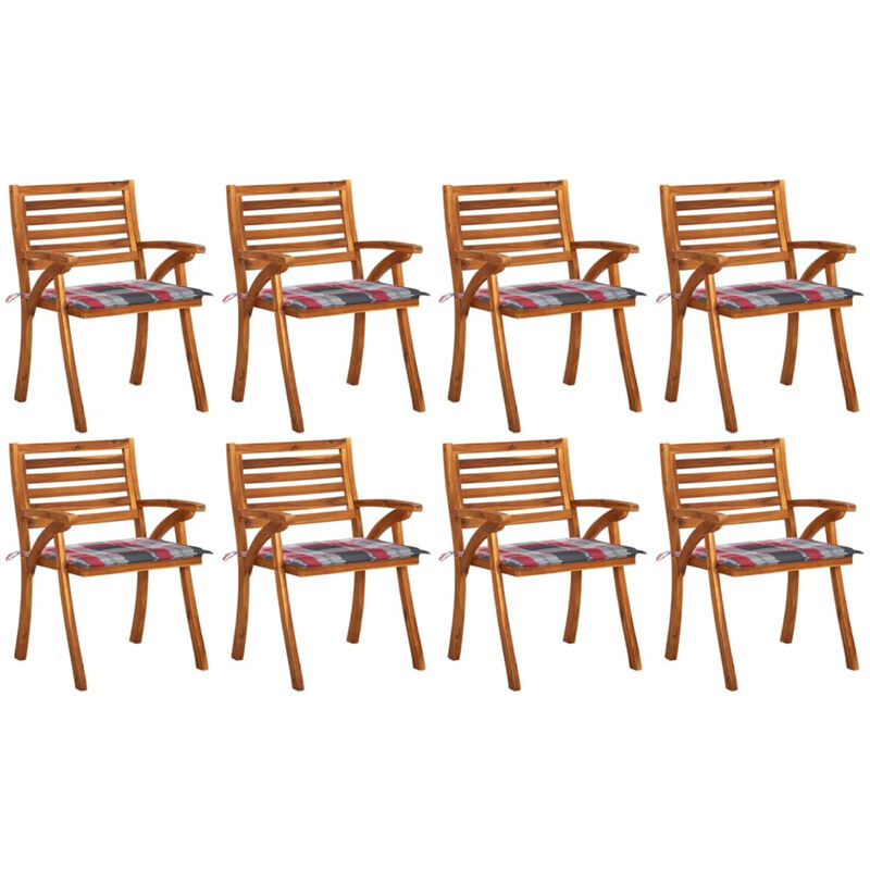 

Sillas de jardin 8 uds madera maciza de teca con cojines
