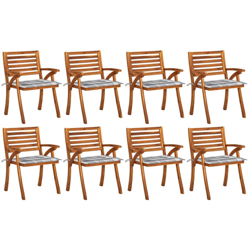 

Sillas de jardin 8 uds madera maciza de teca con cojines
