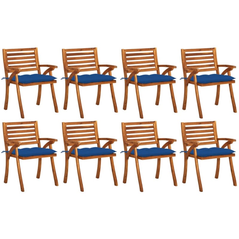 

Sillas de jardin 8 uds madera maciza de teca con cojines