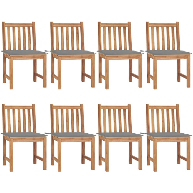 

Sillas de jardin 8 unidades madera de teca con cojines