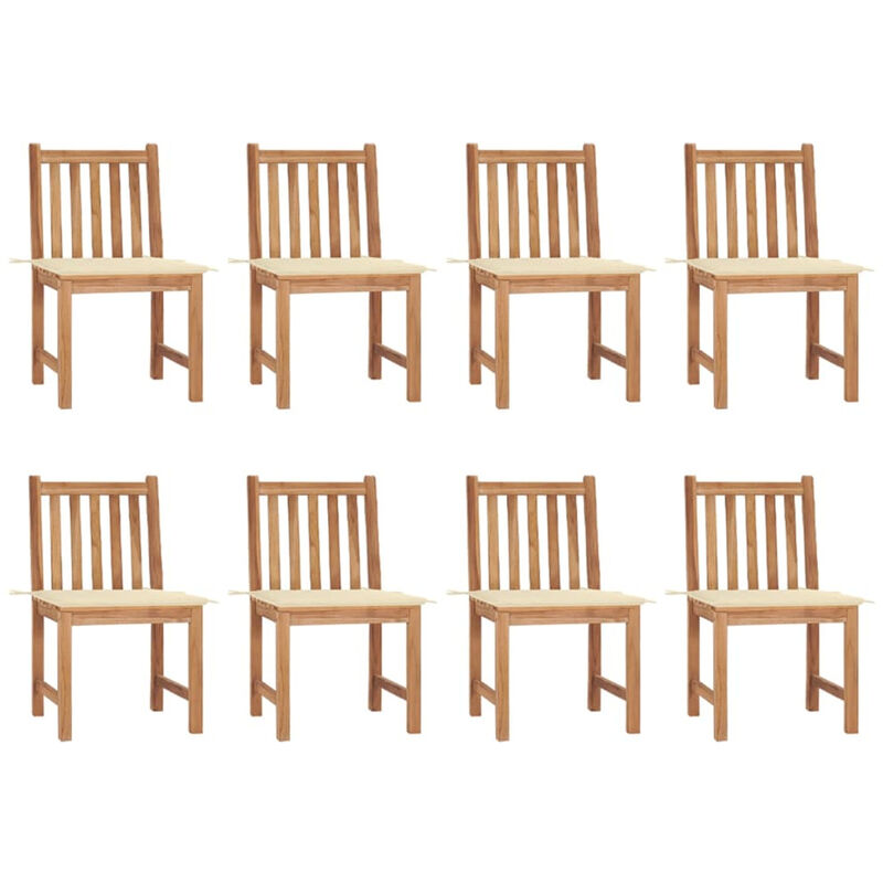 

Sillas de jardin 8 unidades madera de teca con cojines