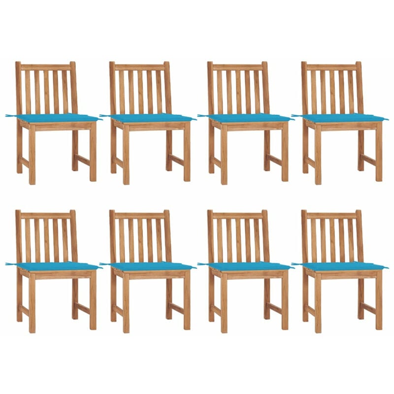 

Sillas de jardin 8 unidades madera de teca con cojines