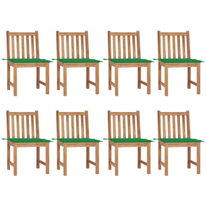 

Sillas de jardin 8 unidades madera de teca con cojines