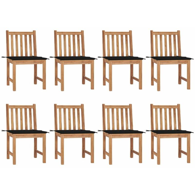 

Sillas de jardin 8 unidades madera de teca con cojines