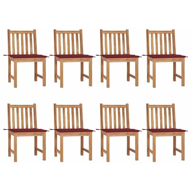 

Sillas de jardin 8 unidades madera de teca con cojines